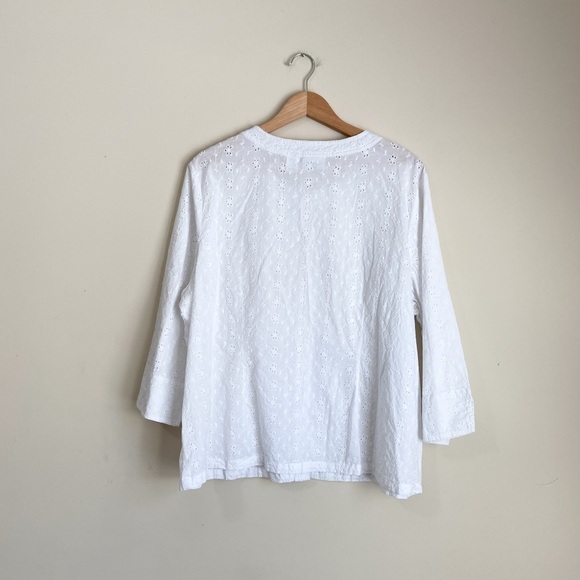 White Eyelet Cottage Button-Up Blouse - Picture 6 of 6